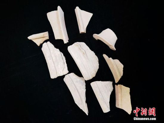 圖為靜寧縣賈河鄉(xiāng)竇坪村出土的彩陶片、紅陶片。 夏劍鋒 攝