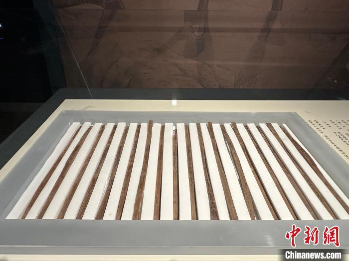 圖為甘肅簡(jiǎn)牘博物館展陳的漢簡(jiǎn)。中新社記者 戴文昌 攝