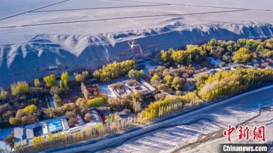 2022年11月，航拍深秋季節(jié)的莫高窟。　　王斌銀 攝